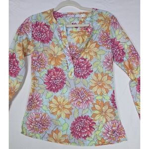 Vintage Tommy Hilfiger Blouse Size 2 Floral Hong Kong Y2K Retro Summer Top Sheer